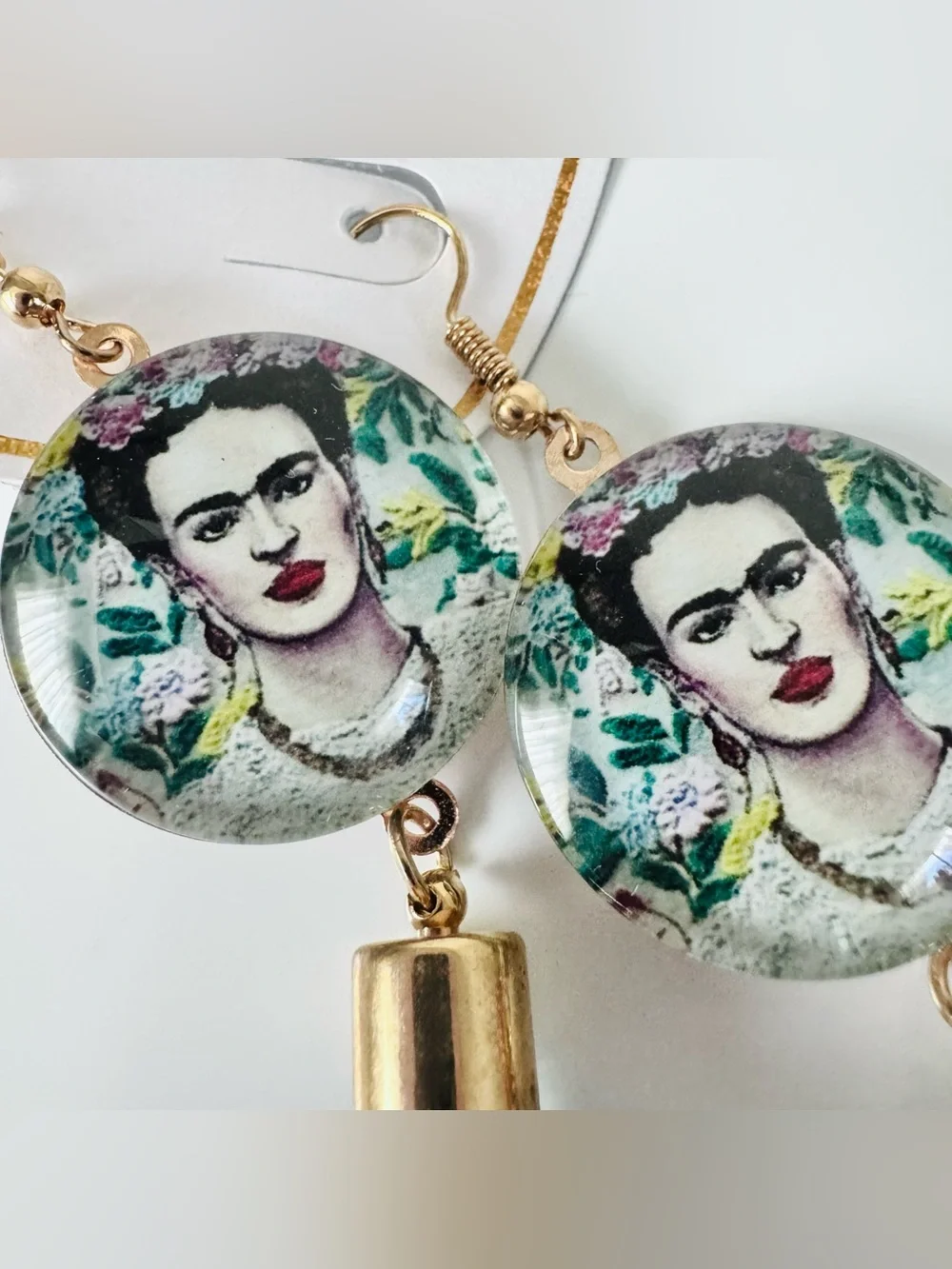 Superstar Accessories Frida Kahlo Earrings Lot Crystal Heart Tassel Gold NWT